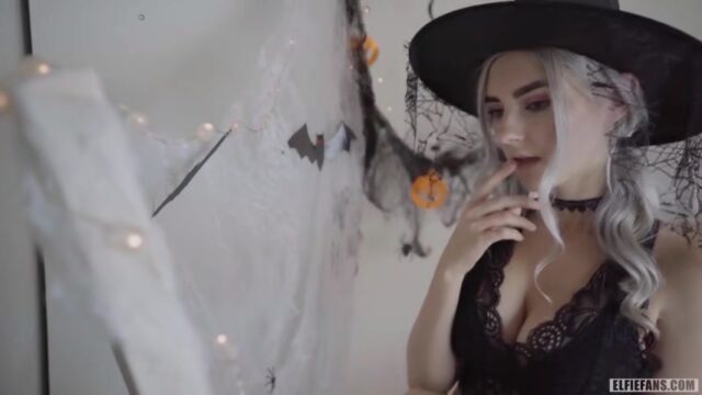 Eva Elfie porn video – horny witch fuck and swallows cum